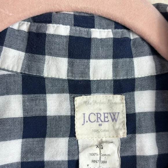 J. Crew The Perfect Shirt Gingham Blue White Plaid Checker Button Down Shirt XS - Picture 6 of 13